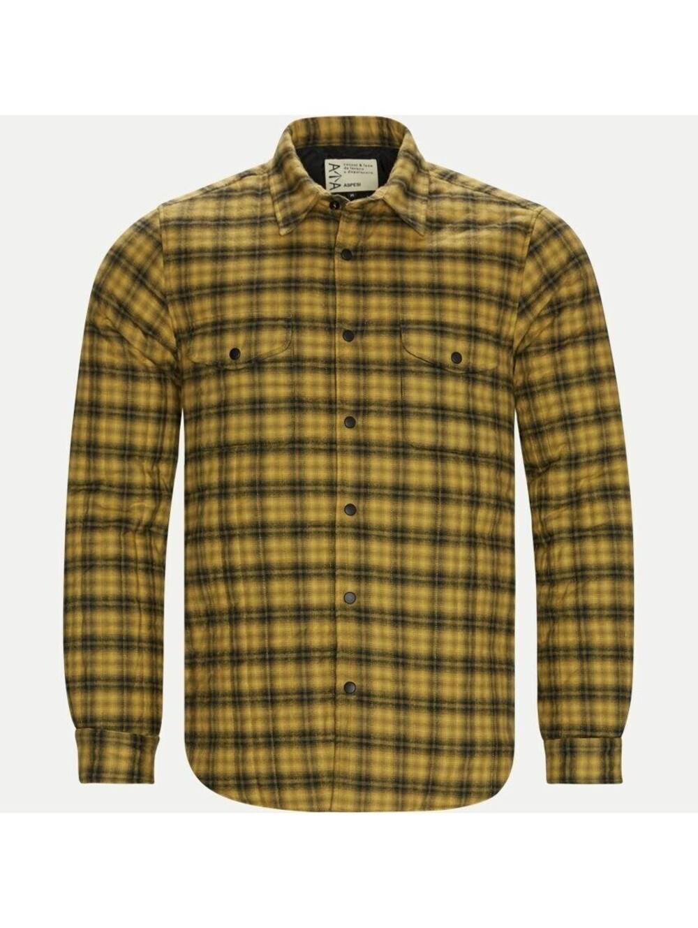 NEW Aspesi Italy Thermore Lined Yellow Flannel Snap Overshirt Large